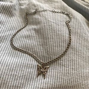 Silver Butterfly Chain Necklace Adjustable